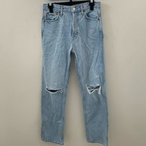 Re/Done Originals High Rise Loose Ripped Jeans Size 27